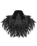 Devil Fashion Mens Gothic Aristocrat Chained & Feathered Shoulder Cape Cloak