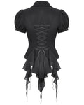 Dark In Love Womens Gothic Mesh Embellished Cravat Blouse Top