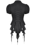 Dark In Love Womens Gothic Mesh Embellished Cravat Blouse Top