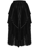 Punk Rave Plus Size Bohemian Gothic Asymmetric Velvet & Baroque Lace Maxi Skirt