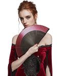 Punk Rave Womens Folding Gothic Gradient Fan - Red