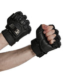 Punk Rave Mens Apocalyptic Punk Tactical Armour Spiked Fingerless Gloves