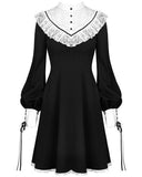 Dark In Love Bellyse Gothic Mini Dress - Black & White Lace