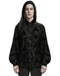 Punk Rave Mens Gothic Devore Velvet Royal Damask Dress Shirt