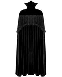 Punk Rave Womens Dark Regency Gothic Studded Velvet & Lace Cloak