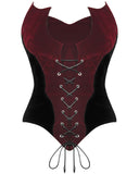 Dark In Love Dark Gothic Bat Wing Corset Top - Black & Red Velvet