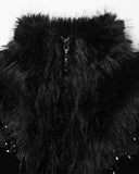 Punk Rave Womens Long Elegant Gothic Velvet & Faux Fur Beaded Cloak Coat