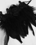 Eva Lady Gothic Lace & Rose Feathered Bralette