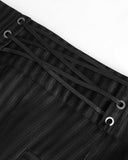 Devil Fashion Mens Tennyson Striped Gothic Lacing Dress Pants - Black