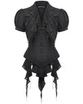 Dark In Love Womens Gothic Mesh Embellished Cravat Blouse Top