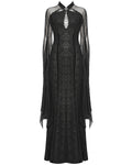 Punk Rave Womens Long Gothic Damask Flared Chiffon Sleeve Maxi Dress