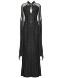 Punk Rave Womens Long Gothic Damask Flared Chiffon Sleeve Maxi Dress