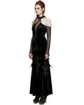 Punk Rave Womens Dark Regency Gothic Velvet & Mesh Evening Dress - Black