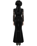 Punk Rave Womens Long Gothic Velvet & Lace Applique Maxi Dress - Black