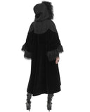 Devil Fashion Womens Dark Gothic Velvet & Jacquard Hooded Cloak Cape