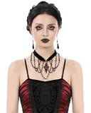 Dark In Love Womens Gothic Crucific Beaded Choker Necklace - Black & Red
