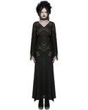 Punk Rave Womens Gothic Lace Batwing Caped Maxi Dress