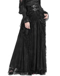 Eva Lady Womens Long Gothic Rose Velvet & Lace Embellished Maxi Skirt - Black