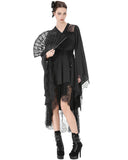 Dark In Love Womens Black Gothic Satin & Lace Kimono Dress