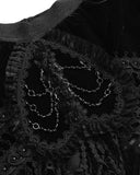 Devil Fashion Womens Gothic Embellished Velvet & Mesh Chained Mini Skirt