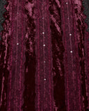 Punk Rave Daily Life Womens Long Gothic Crushed Velvet Applique Maxi Dress - Red