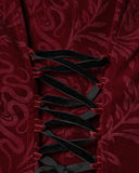 Punk Rave Womens Gothic Aristocrat Damask Velvet Frock Coat Jacket - Red