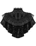 Punk Rave Daily Life Womens Long Gothic Crushed Velvet & Lace Bolero Cape - Black
