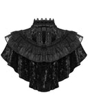 Punk Rave Daily Life Womens Long Gothic Crushed Velvet & Lace Bolero Cape - Black