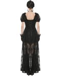 Dark In Love Womens Long Romantic Gothic Velvet & Lace Petals Dress
