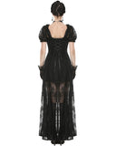 Dark In Love Womens Long Romantic Gothic Velvet & Lace Petals Dress