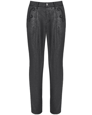 Devil Fashion Mens Victorian Gothic Jacquard Formal Dress Pants