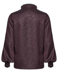Punk Rave Mens Gothic Embossed Print Lace-Up Pirate Shirt - Red