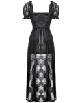 Dark In Love Womens Long Romantic Gothic Velvet & Lace Petals Dress