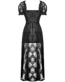 Dark In Love Womens Long Romantic Gothic Velvet & Lace Petals Dress