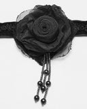 Punk Rave Daily Life Womens Gothic Burnt Rose Choker Collar Necklace - Black