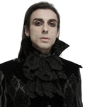 Punk Rave Mens Gothic Aristocrat Embroidered Lace Jabot Cravat - Black