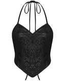 Punk Rave Womens Gothic Lace Applique Tie-Back Camisole Top