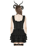 Dark In Love Womens Gothic Crucific Cobweb Jacquard Corset Top