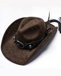 Punk Rave Mens Steampunk Apocalypse Western Skulls Cowboy Hat - Brown