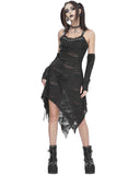 Devil Fashion Apocalyptic Punk Shredded Slip Dress & Gloves