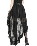 Dark In Love Long Gothic Lace Contrast Hitch-Hem Maxi Bustle Corset Skirt