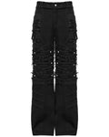 Punk Rave Mens Apocalptic Gothic Studded Shredded Mesh Inset Pants