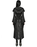 Punk Rave Womens Long Gothic Witch Broken Knit Hooded Jacket