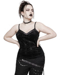 Punk Rave Womens Gothic Occult Skull Embossed Velvet Camisole Top - Extended Size Range