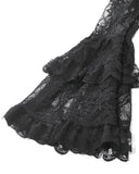 Dark In Love Womens Gothic Velvet & Lace Embroidered Crucifix Dress