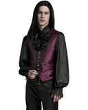 Punk Rave Mens Gothic Aristocrat Formal Jacquard Waistcoat Vest - Red