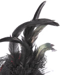 Devil Fashion Gothic Feather & Lace Mini Bowler Hat Hair Barrette - Red & Black