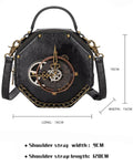 Penny Dreadful Womens Steampunk Clock Handbag Shoulder Bag Black Faux Leather