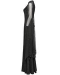 Punk Rave Womens Long Gothic Damask Flared Chiffon Sleeve Maxi Dress