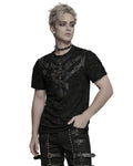 Punk Rave Mens Apocalyptic Gothic Shredded Fishnet Inset T Shirt Top